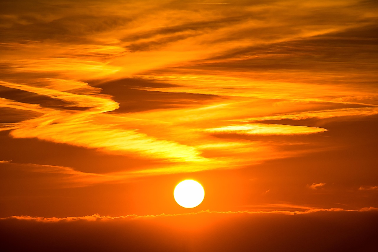 sun, sunset, setting sun, evening atmosphere, evening sky, clouds, heaven, nature, afterglow, evening sun, mood, shining, romantic, orange, sun, sun, sun, sun, sun